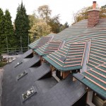 A partially tiled roof